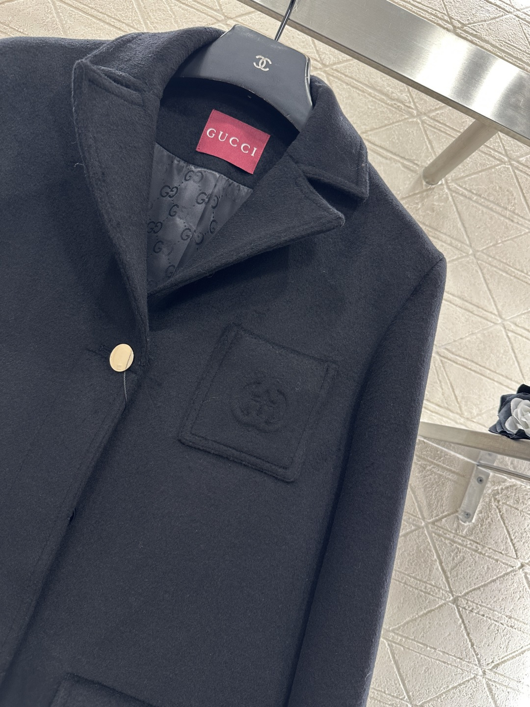 ♥Gucc*♥2025新品上架 正肩翻领长款大衣定制YB进口精仿羊毛材质，质感品相绝佳，长款翻领毛呢大衣