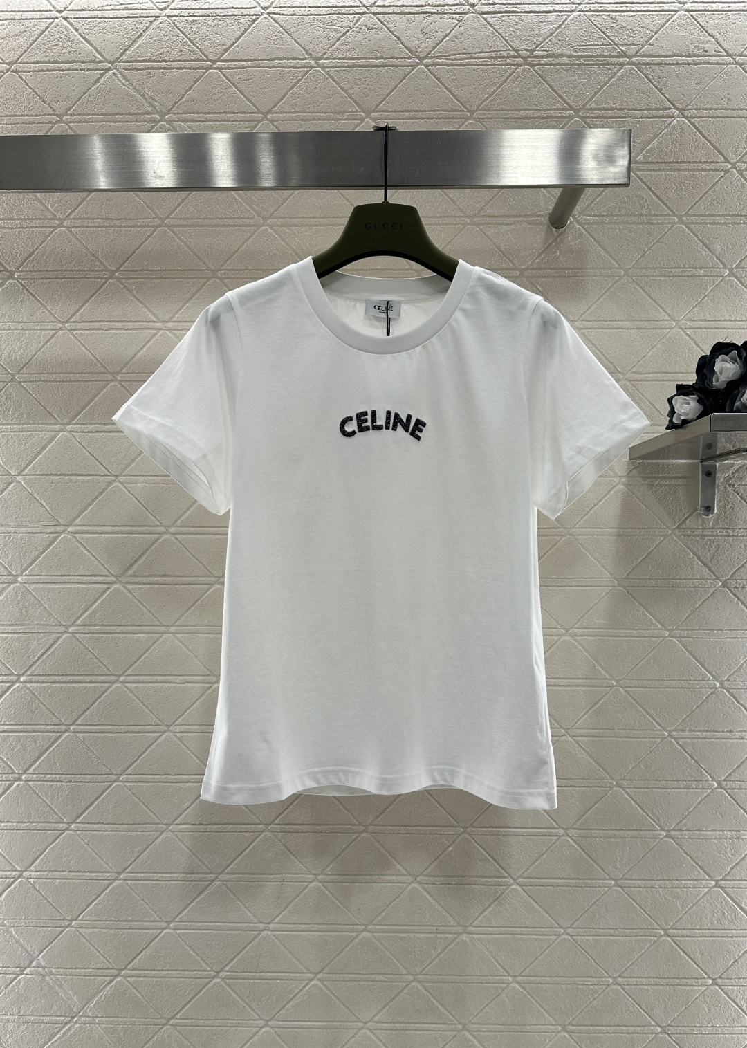 ♥Celin*♥2026新品上架 立体钉珠徽标𝑇𝑒𝑒定制YB丝光全棉材质，透气舒适，质感十足，修身短袖T