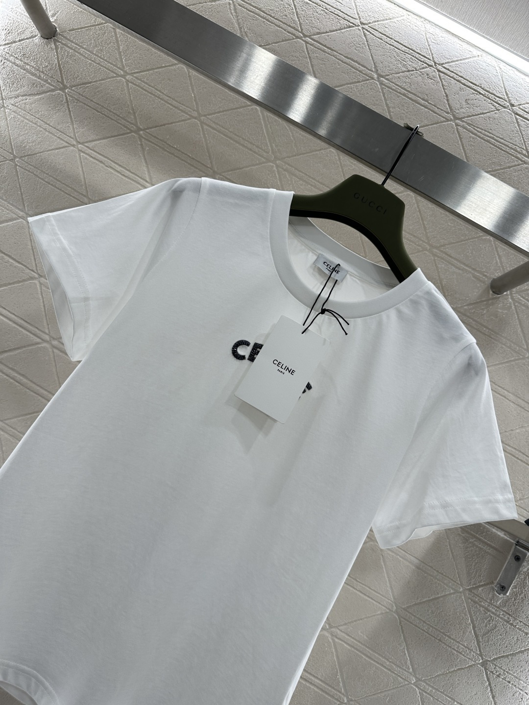 ♥Celin*♥2026新品上架 立体钉珠徽标𝑇𝑒𝑒定制YB丝光全棉材质，透气舒适，质感十足，修身短袖T