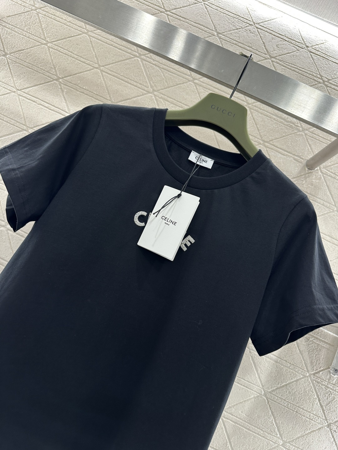 ♥Celin*♥2026新品上架 立体钉珠徽标𝑇𝑒𝑒定制YB丝光全棉材质，透气舒适，质感十足，修身短袖T