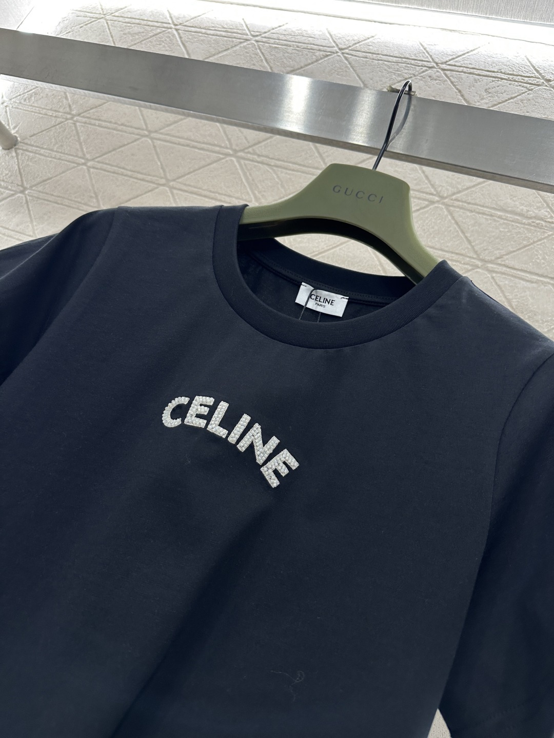 ♥Celin*♥2026新品上架 立体钉珠徽标𝑇𝑒𝑒定制YB丝光全棉材质，透气舒适，质感十足，修身短袖T