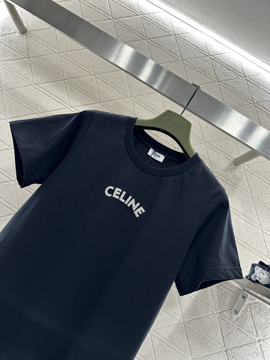 ♥Celin*♥2026新品上架 立体钉珠徽标𝑇𝑒𝑒定制YB丝光全棉材质，透气舒适，质感十足，修身短袖T