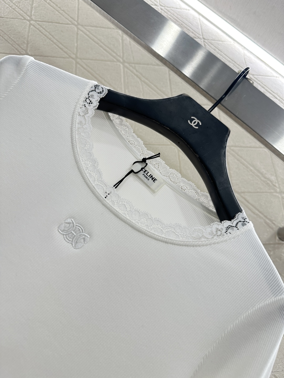 ♥Celin*♥2026新品上架 圆领蕾丝花边上衣定制YB弹力全棉材质，柔软舒适，弹力十足，圆领长袖上衣