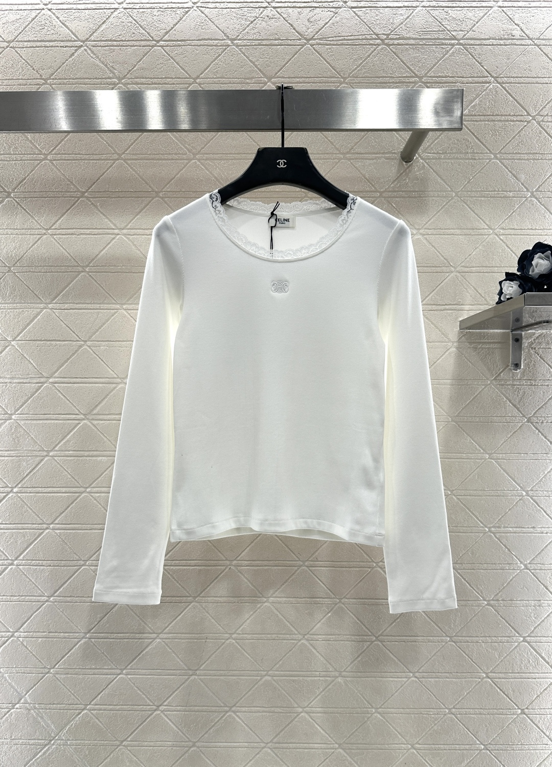 ♥Celin*♥2026新品上架 圆领蕾丝花边上衣定制YB弹力全棉材质，柔软舒适，弹力十足，圆领长袖上衣