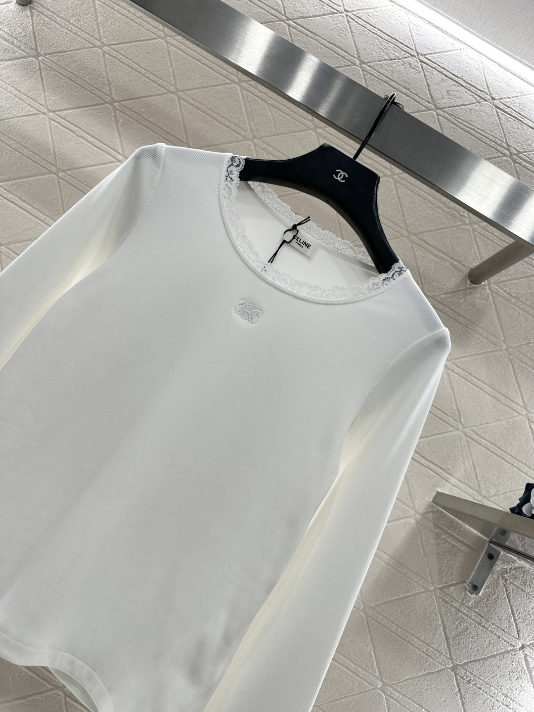 ♥Celin*♥2026新品上架 圆领蕾丝花边上衣定制YB弹力全棉材质，柔软舒适，弹力十足，圆领长袖上衣