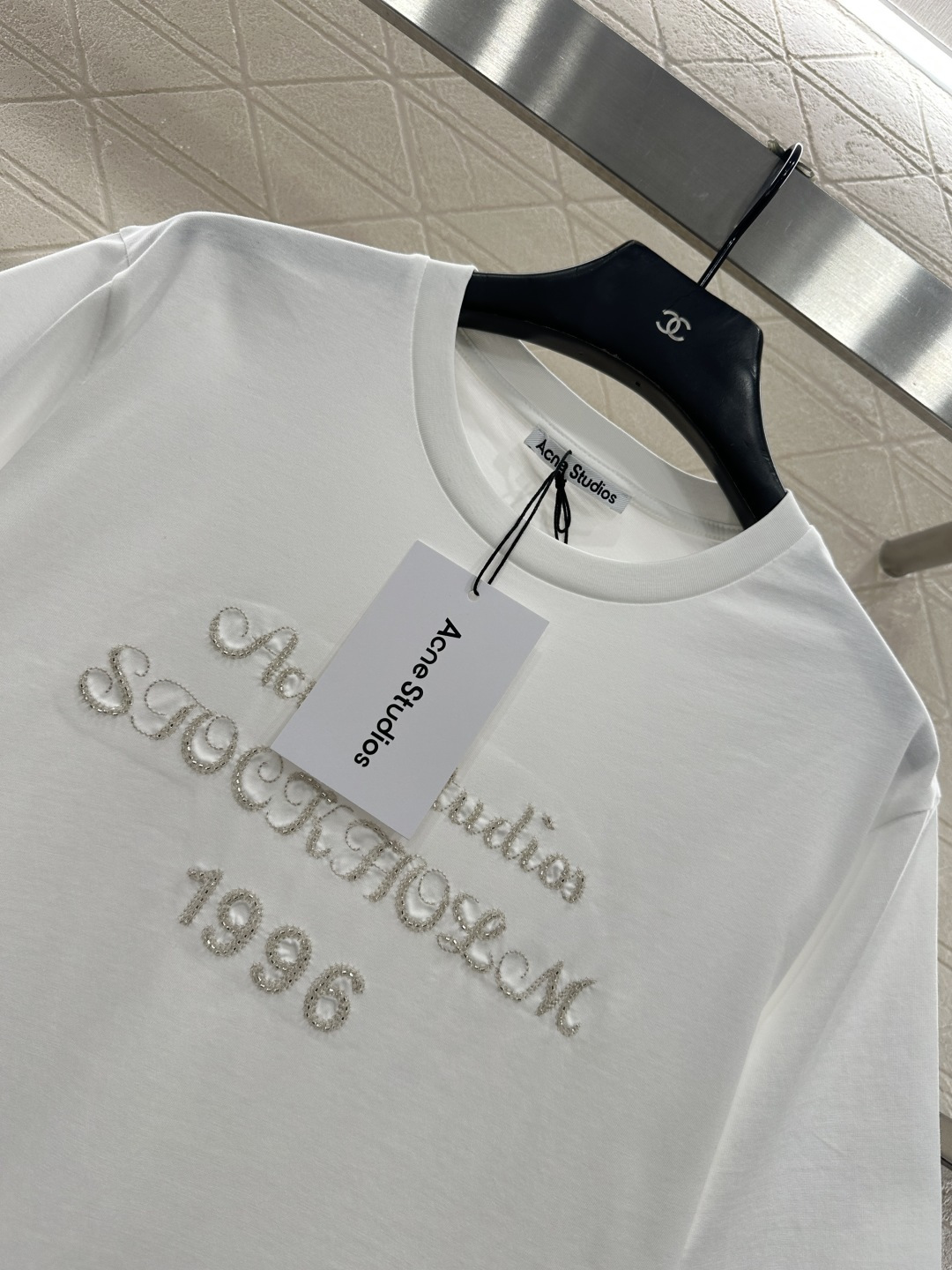 ♥Acne studio*♥2026新品上架 订珠花体徽标𝑇𝑒𝑒定制YB丝光全棉材质，质感细腻，舒适透气