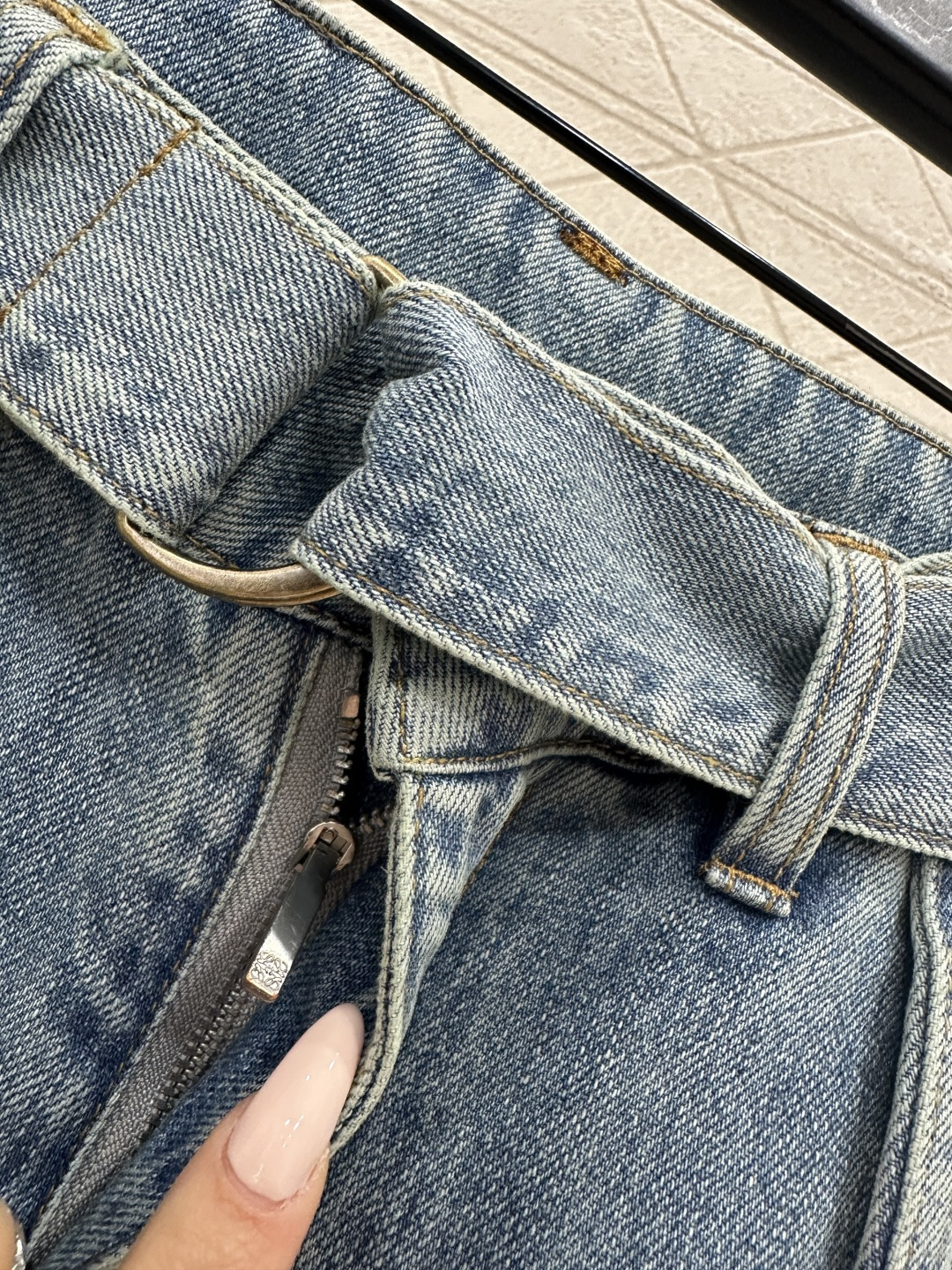 ♥Loew*♥2025新品上架 牛仔衬衫腰带阔腿长裤套装定制YB牛仔斜纹棉材质，透气性佳，柔软亲肤，翻领