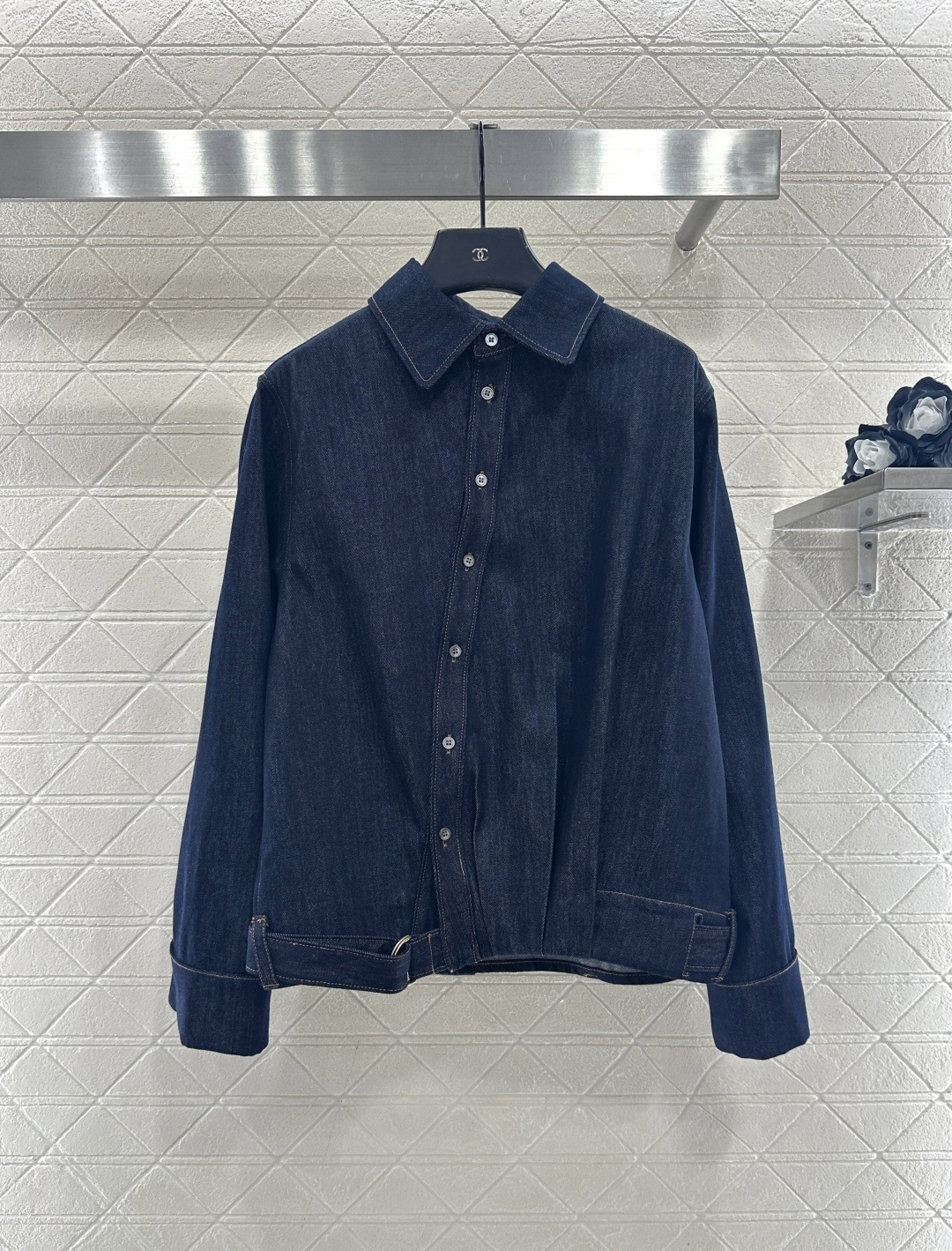 ♥Loew*♥2025新品上架 牛仔衬衫腰带阔腿长裤套装定制YB牛仔斜纹棉材质，透气性佳，柔软亲肤，翻领