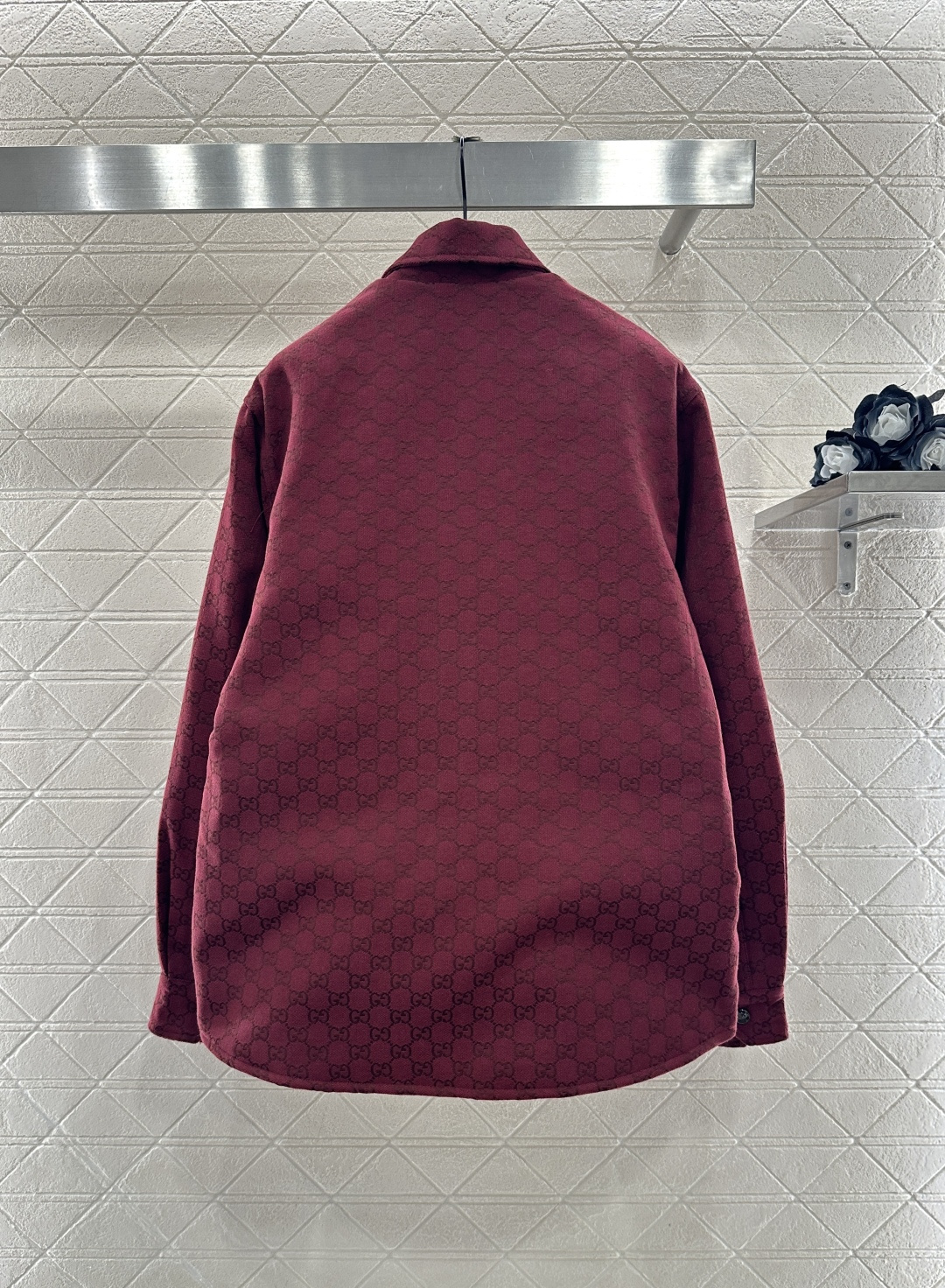 ♥Gucc*♥2025新品上架 翻领拉链棉服外套定制YB进口提花材质，质感高级，挺括有型，翻领宽松廓形外