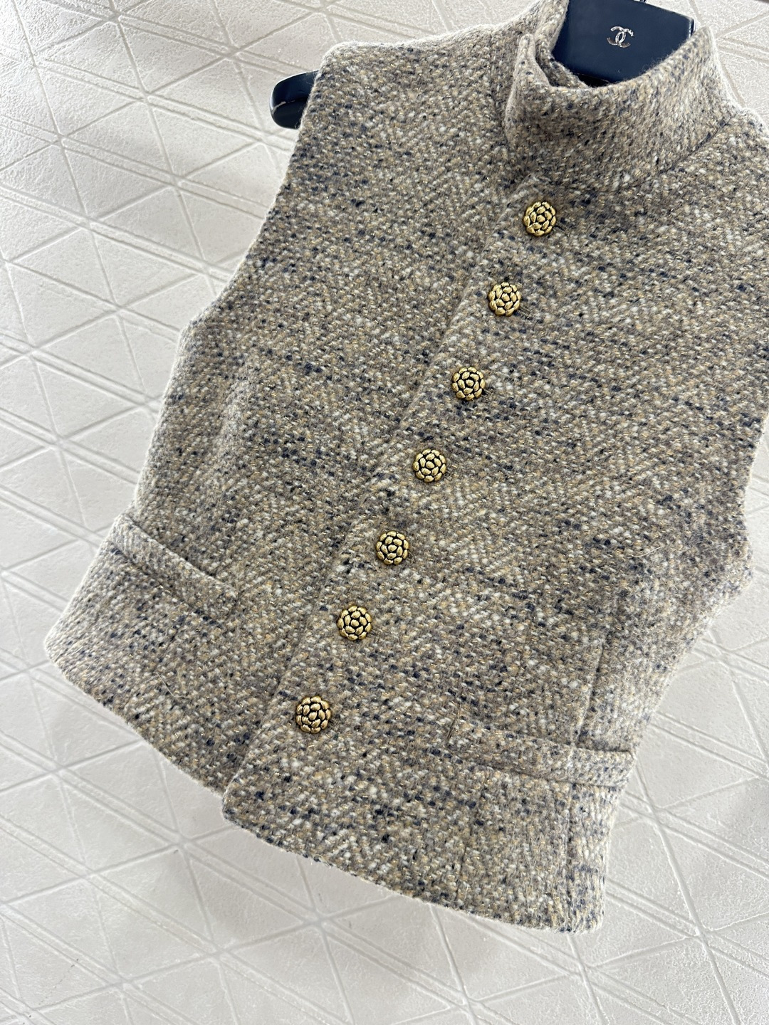 ♥lP。*♥2026新品上架 立领编织马甲阔腿裤套装定制YB进口粗纺羊毛呢材质，质感高级，品相十足，立领