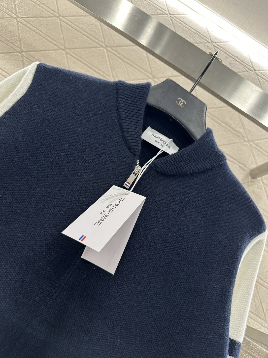 ♥Thom Brown*♥2025新品上架 针织立领棒球式外套定制YB羊毛纱线织造，质感柔软，保暖亲肤，