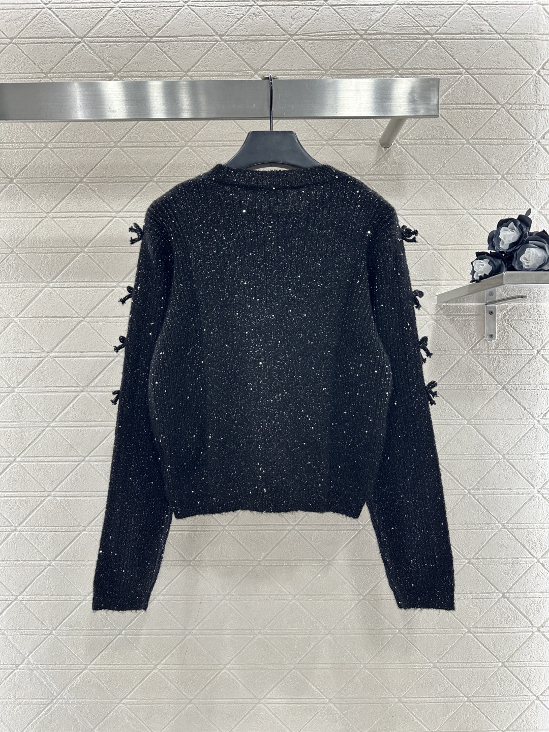 ♥Chane*♥2026新品上架 蝴蝶结亮片套头毛衣定制YB进口纱线织造，柔软细腻，穿搭舒适，圆领套头毛