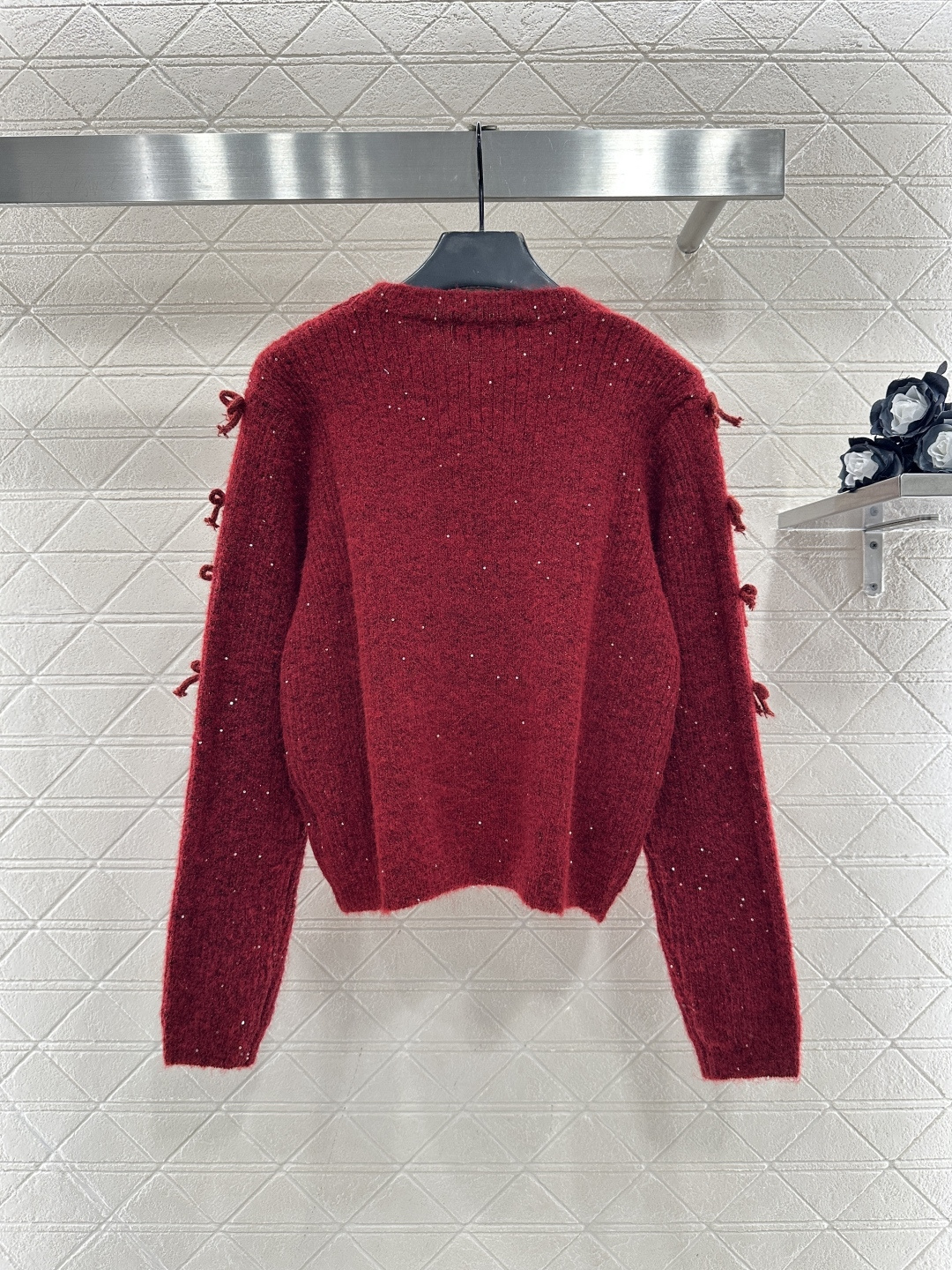 ♥Chane*♥2026新品上架 蝴蝶结亮片套头毛衣定制YB进口纱线织造，柔软细腻，穿搭舒适，圆领套头毛