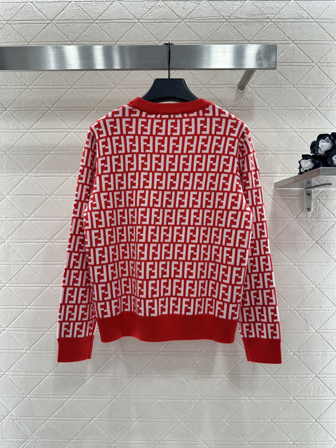 ♥Fend*♥2026新品上架 提花圆领套头毛衣定制YB羊毛针织材质，质感高级，舒适柔软，圆领长袖毛衣，