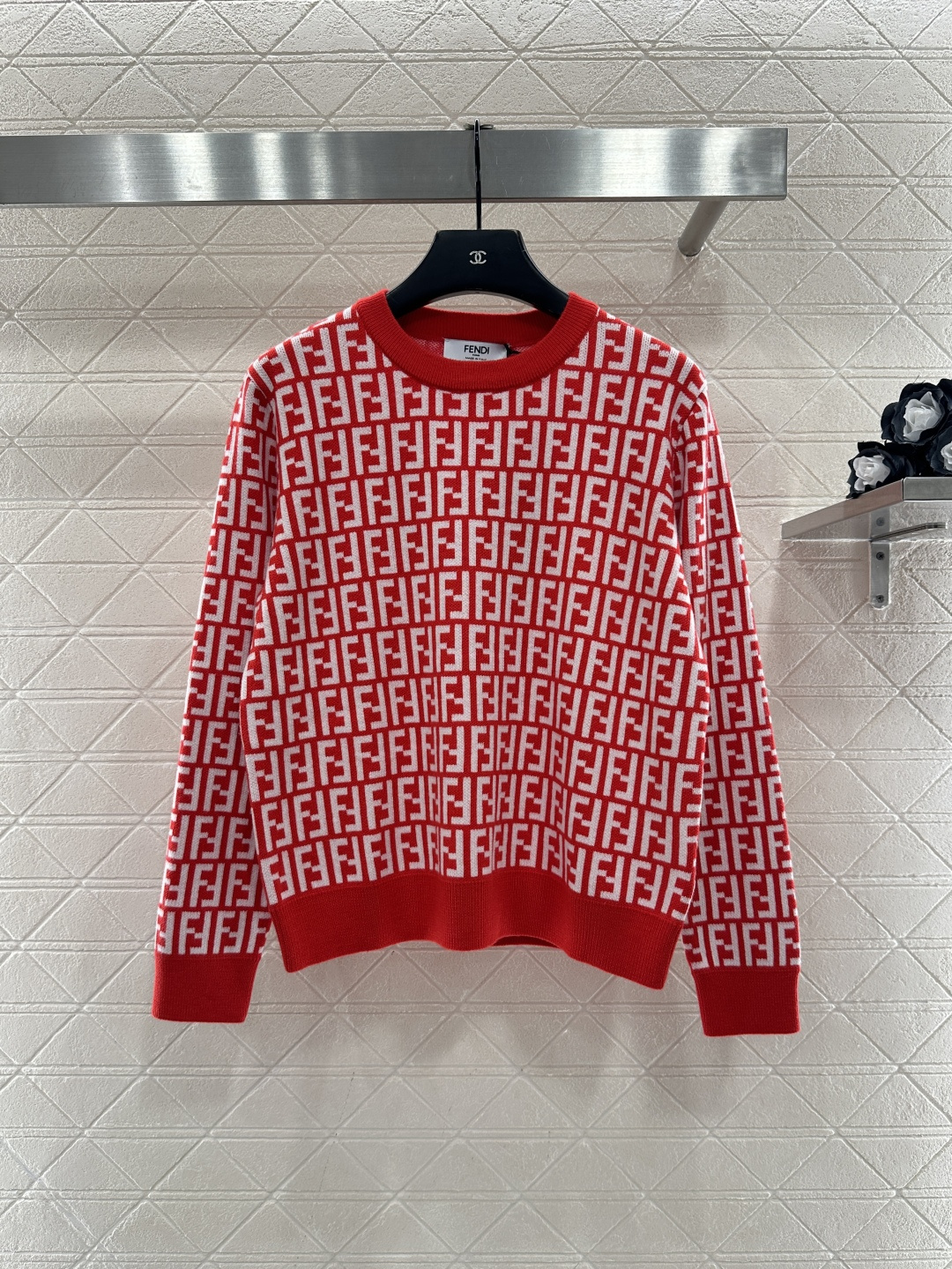 ♥Fend*♥2026新品上架 提花圆领套头毛衣定制YB羊毛针织材质，质感高级，舒适柔软，圆领长袖毛衣，