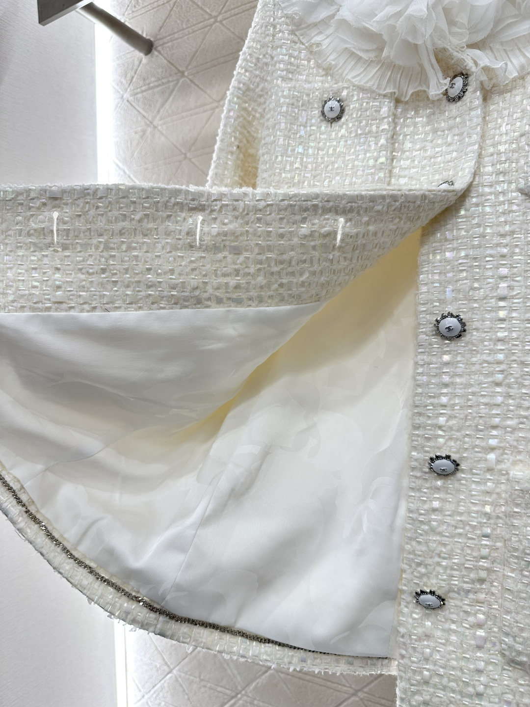 ♥Chane*♥2026新品上架 层叠花边洋装短裤套装定制YB进口粗纺羊毛呢材质，质感高级，品相十足，翻