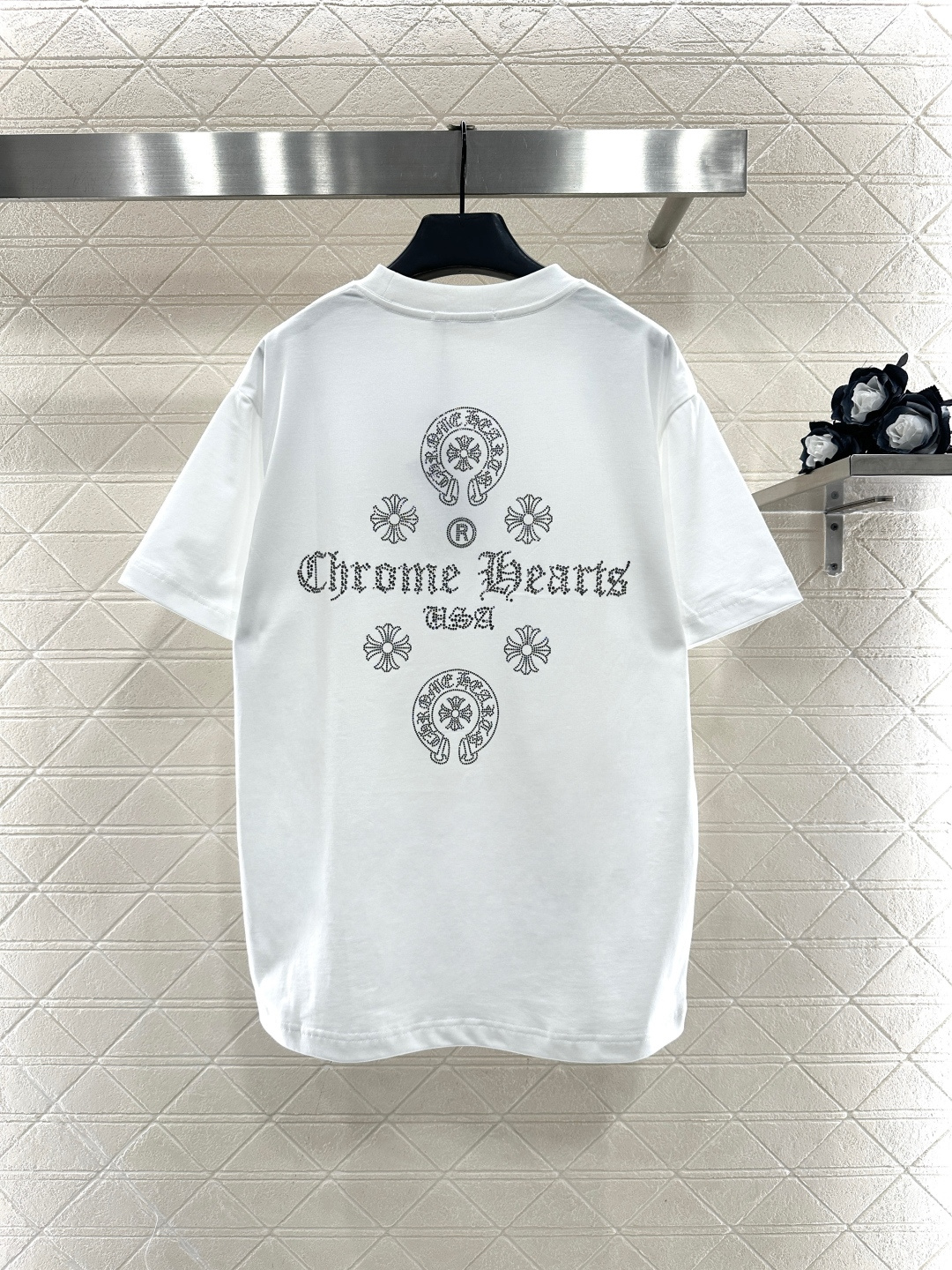 ♥Chrome hear*♥2026新品上架 圆领烫钻克罗心徽标𝑇𝑒𝑒定制YB原生全棉材质，质感细腻，舒