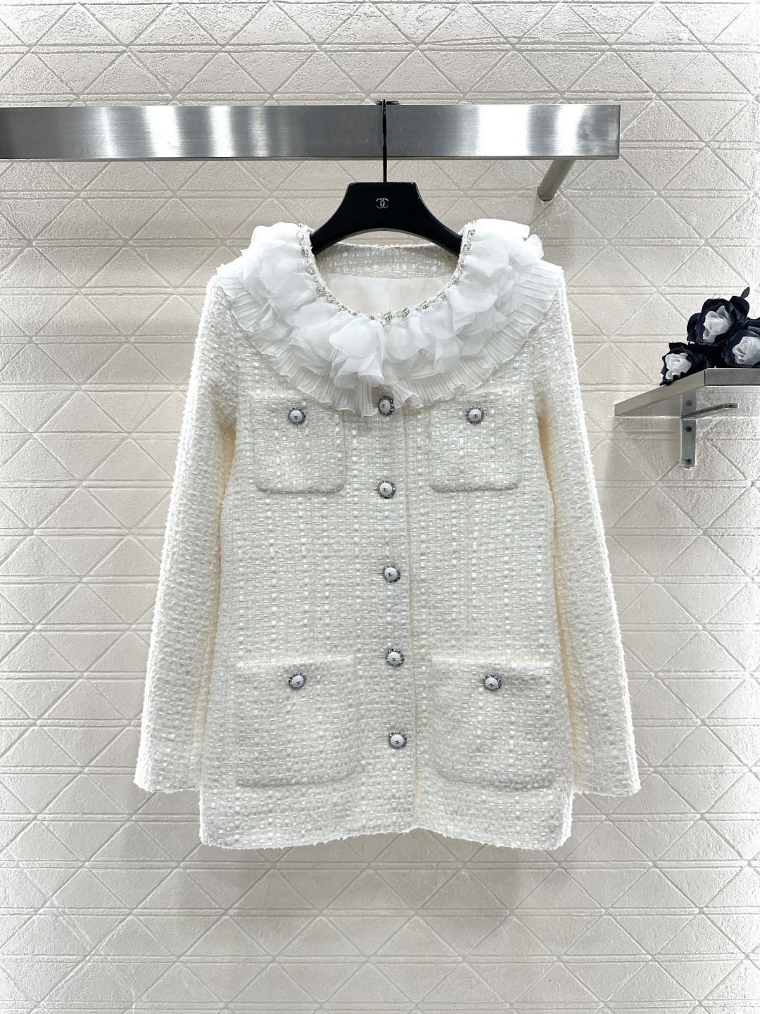 ♥Chane*♥2026新品上架 层叠花边洋装短裤套装定制YB进口粗纺羊毛呢材质，质感高级，品相十足，翻