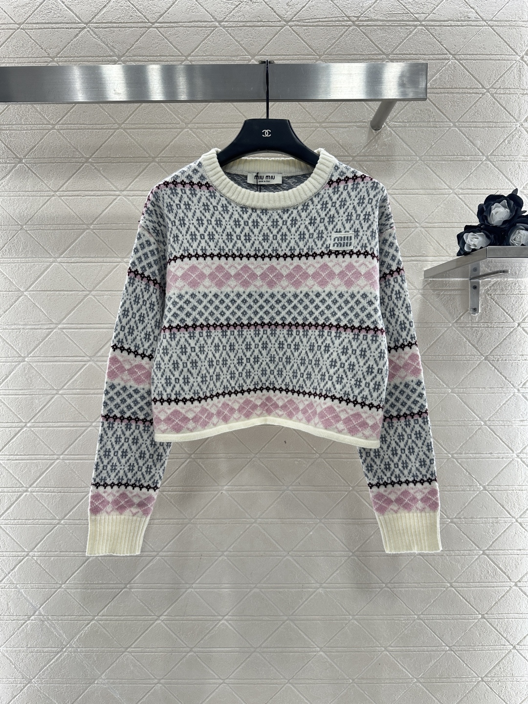 ♥Miumi*♥2026新品上架 圆领费尔岛套头毛衣定制YB羊毛纱线织造，穿搭舒适，质感十足，圆领短款套