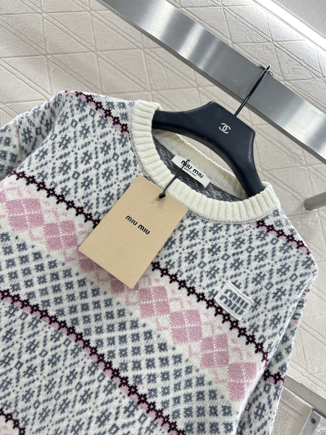 ♥Miumi*♥2026新品上架 圆领费尔岛套头毛衣定制YB羊毛纱线织造，穿搭舒适，质感十足，圆领短款套