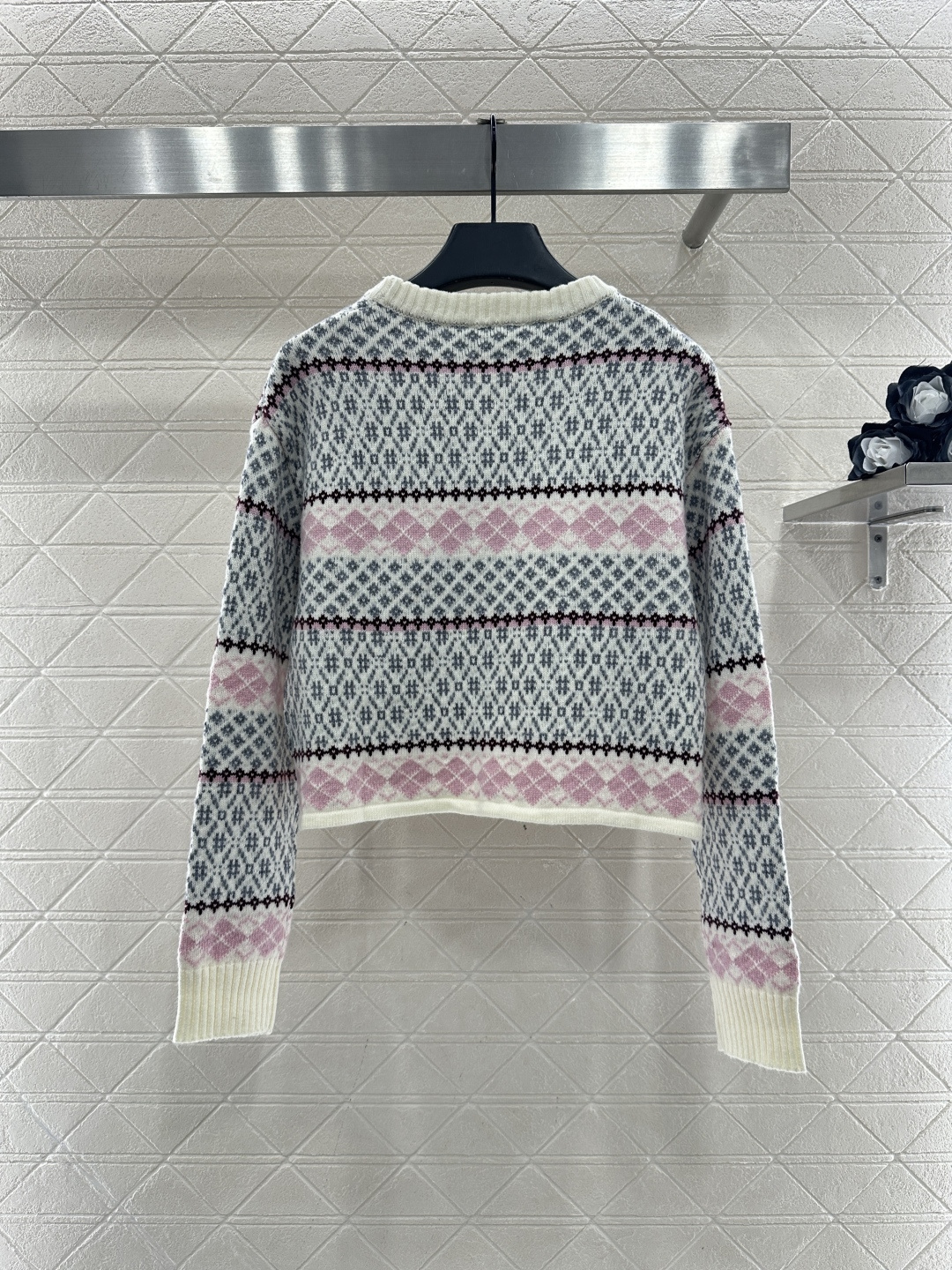 ♥Miumi*♥2026新品上架 圆领费尔岛套头毛衣定制YB羊毛纱线织造，穿搭舒适，质感十足，圆领短款套