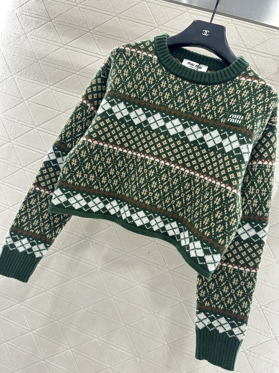 ♥Miumi*♥2026新品上架 圆领费尔岛套头毛衣定制YB羊毛纱线织造，穿搭舒适，质感十足，圆领短款套