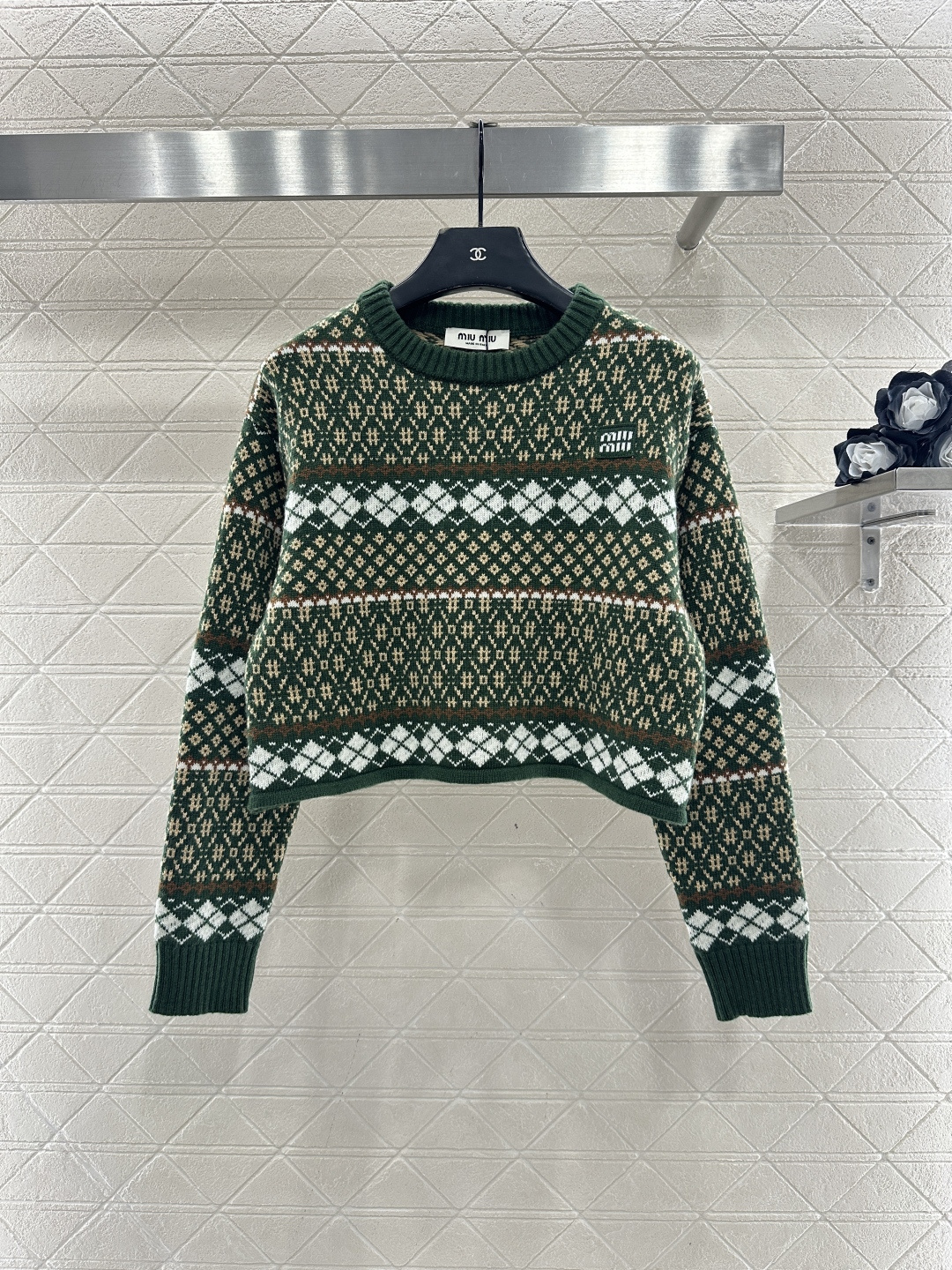 ♥Miumi*♥2026新品上架 圆领费尔岛套头毛衣定制YB羊毛纱线织造，穿搭舒适，质感十足，圆领短款套