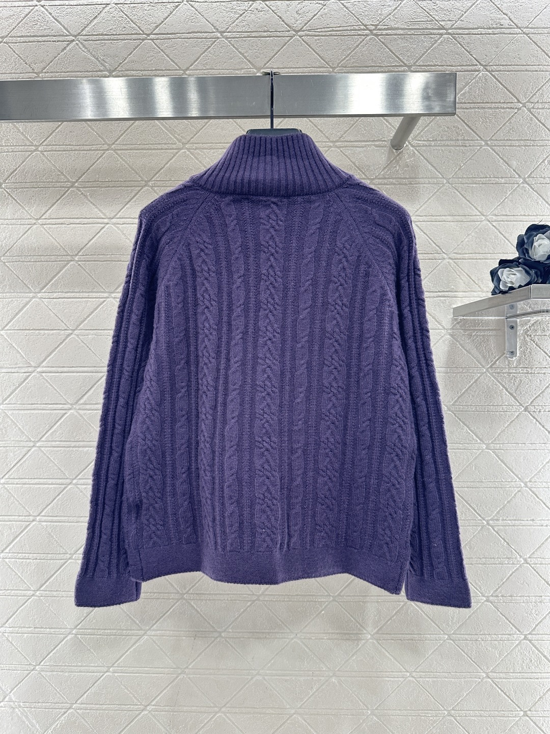 ♥Miumi*♥2026新品上架 麻花徽标针织开衫定制YB羊毛纱线织造，穿搭舒适，质感十足，立领针织开衫