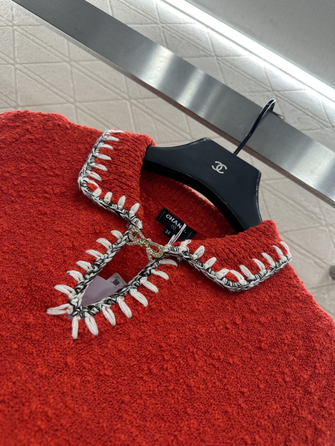 ♥Chane*♥2025新品上架 翻领撞色针织短袖25coco滑雪🎿系列#定制YB羊毛纱线织造，质感高级