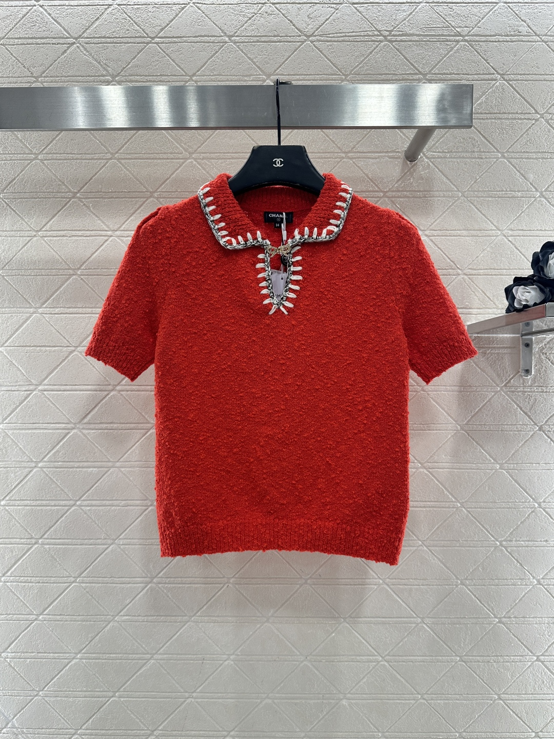 ♥Chane*♥2025新品上架 翻领撞色针织短袖25coco滑雪🎿系列#定制YB羊毛纱线织造，质感高级