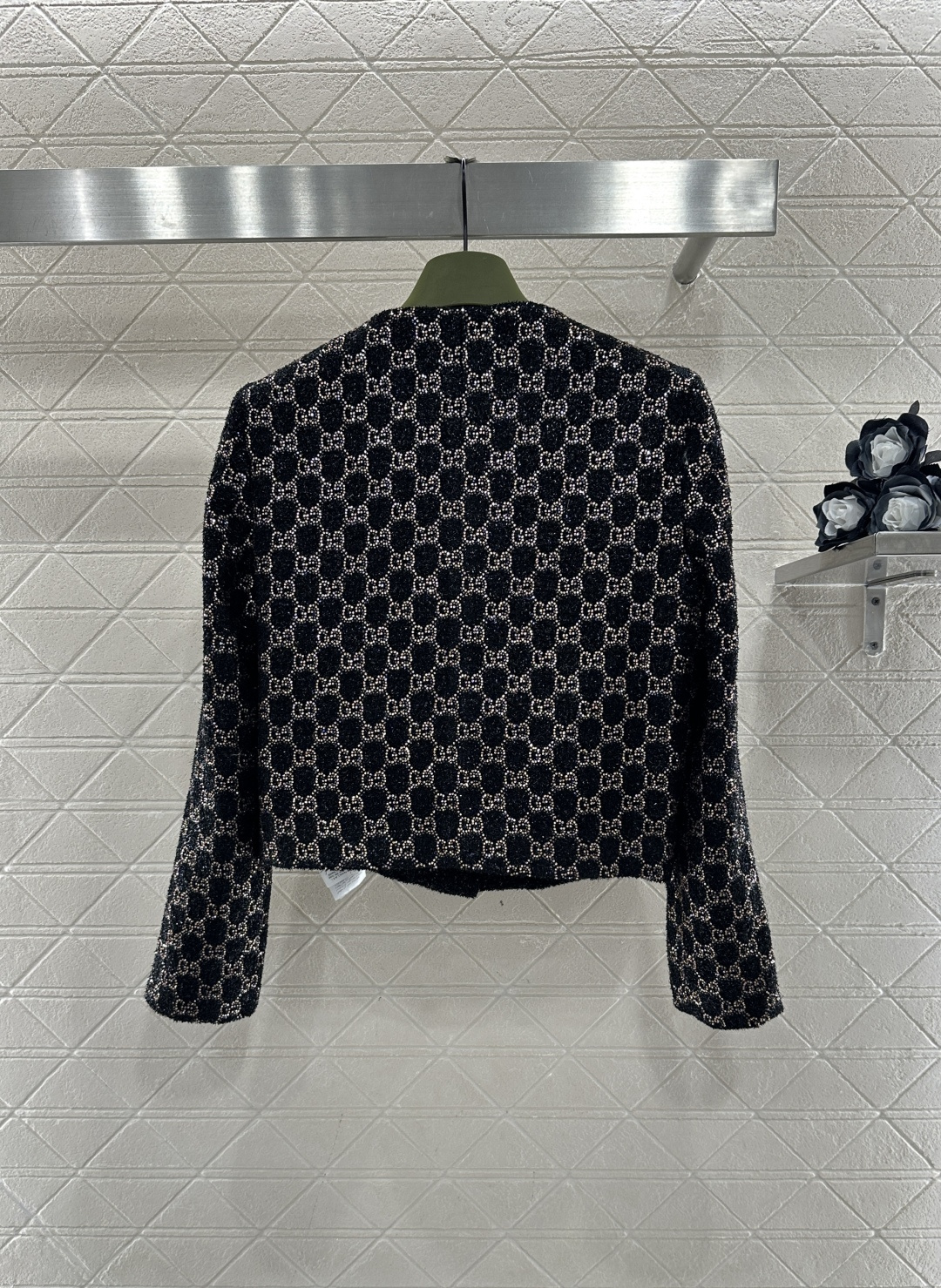 ♥Gucc*♥2026新品上架 重工烫钻圆领西装外套定制YB进口棉毛材质，质感高级，肌理明显，圆领正肩西