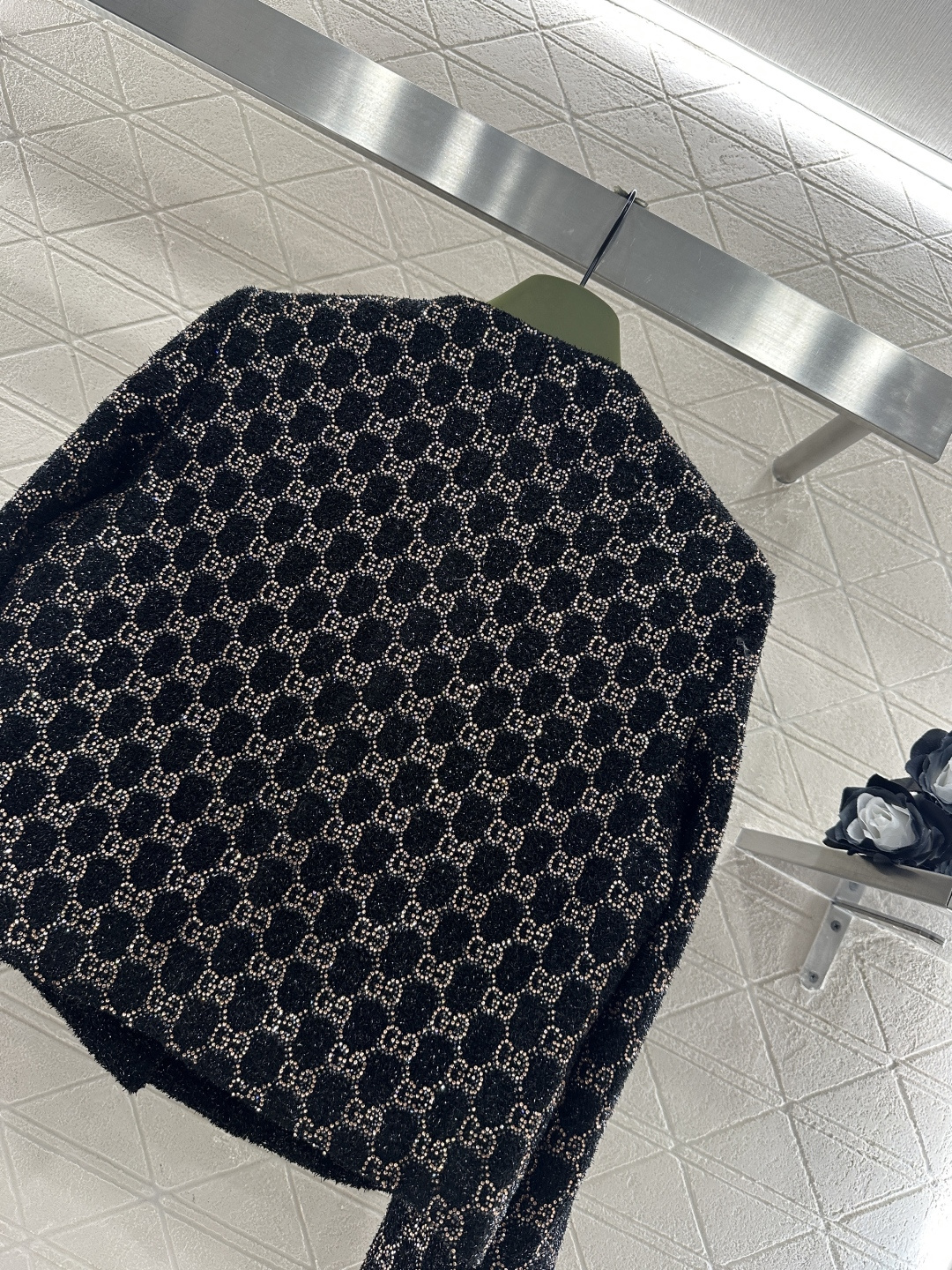 ♥Gucc*♥2026新品上架 重工烫钻圆领西装外套定制YB进口棉毛材质，质感高级，肌理明显，圆领正肩西