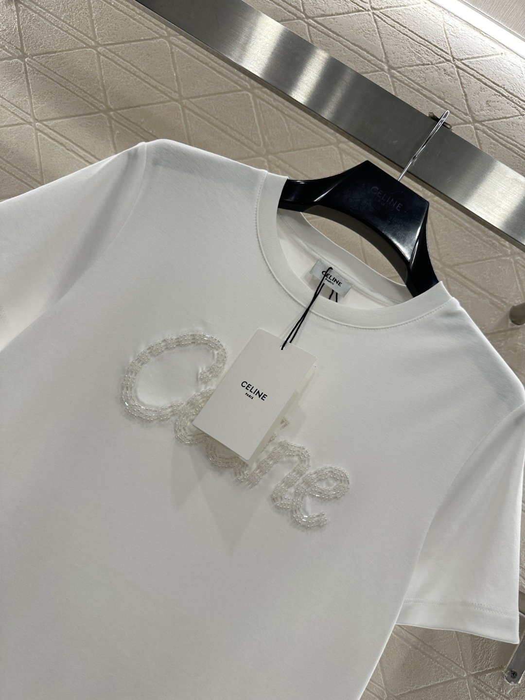 ♥Celin*♥2026新品上架 立体钉珠徽标𝑇𝑒𝑒定制YB丝光全棉材质，透气舒适，质感十足，修身短袖T