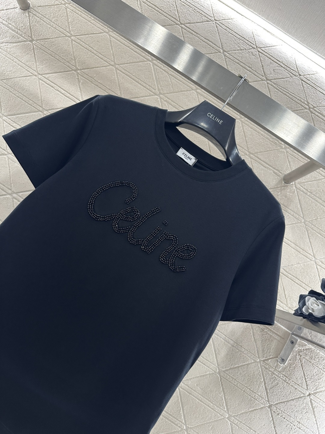 ♥Celin*♥2026新品上架 立体钉珠徽标𝑇𝑒𝑒定制YB丝光全棉材质，透气舒适，质感十足，修身短袖T