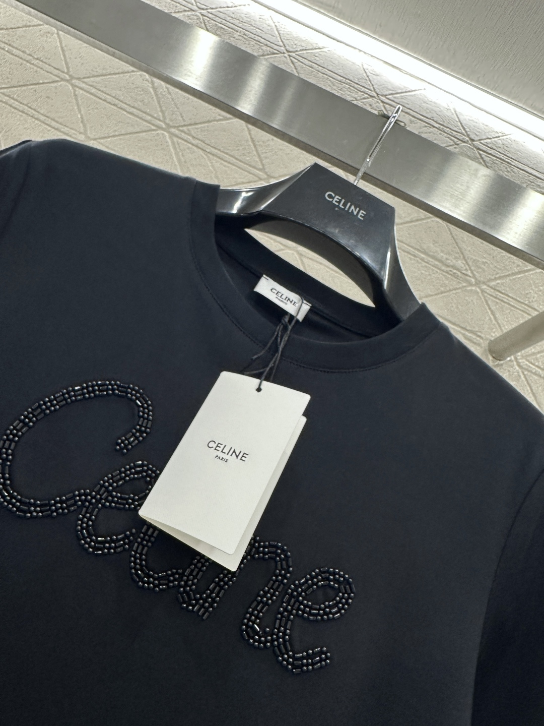 ♥Celin*♥2026新品上架 立体钉珠徽标𝑇𝑒𝑒定制YB丝光全棉材质，透气舒适，质感十足，修身短袖T