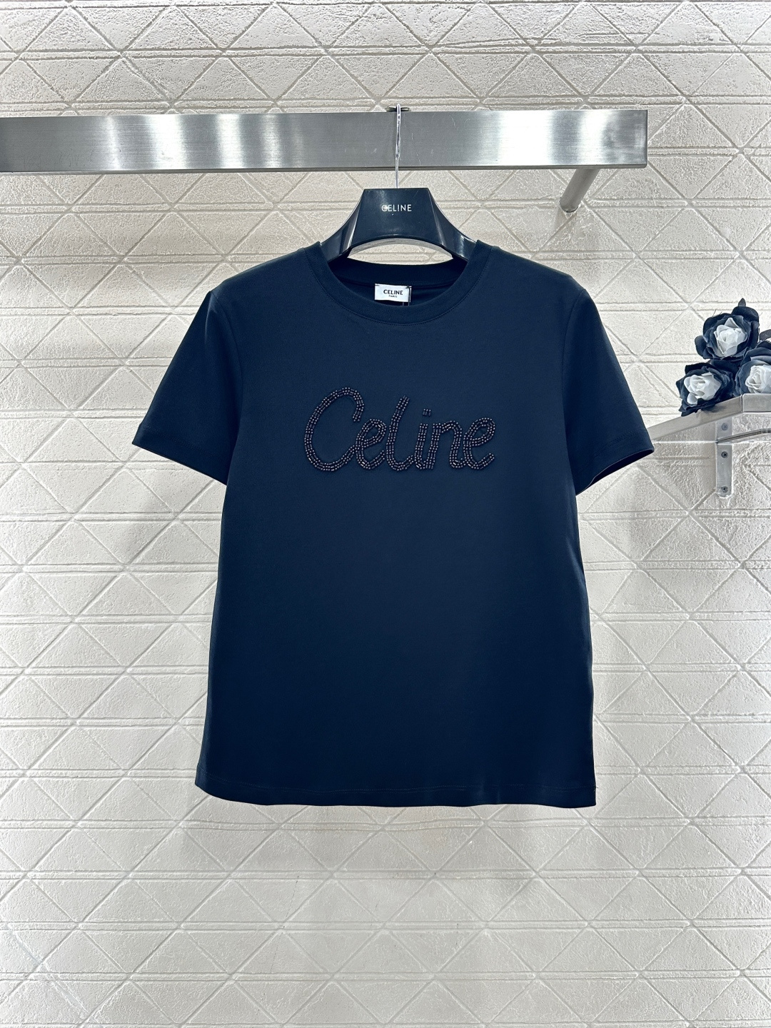 ♥Celin*♥2026新品上架 立体钉珠徽标𝑇𝑒𝑒定制YB丝光全棉材质，透气舒适，质感十足，修身短袖T