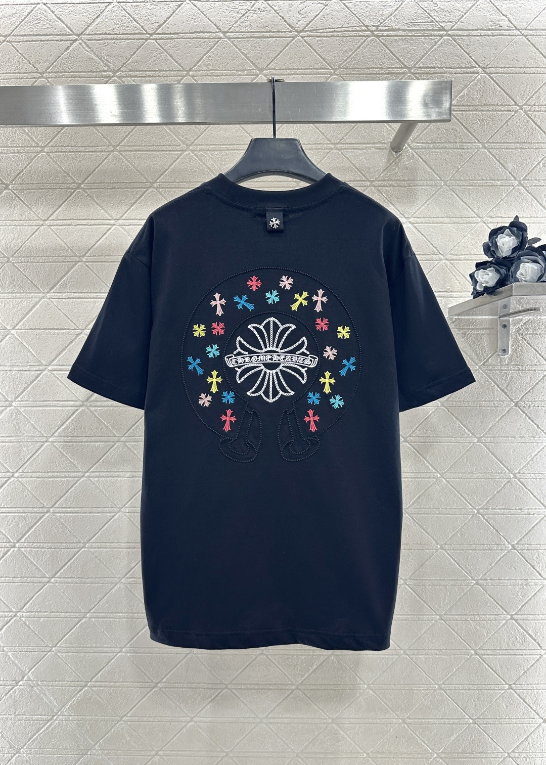 ♥Chrome hear*♥2026新品上架 圆领彩色刺绣克罗心徽标𝑇𝑒𝑒定制YB原生全棉材质，质感细腻