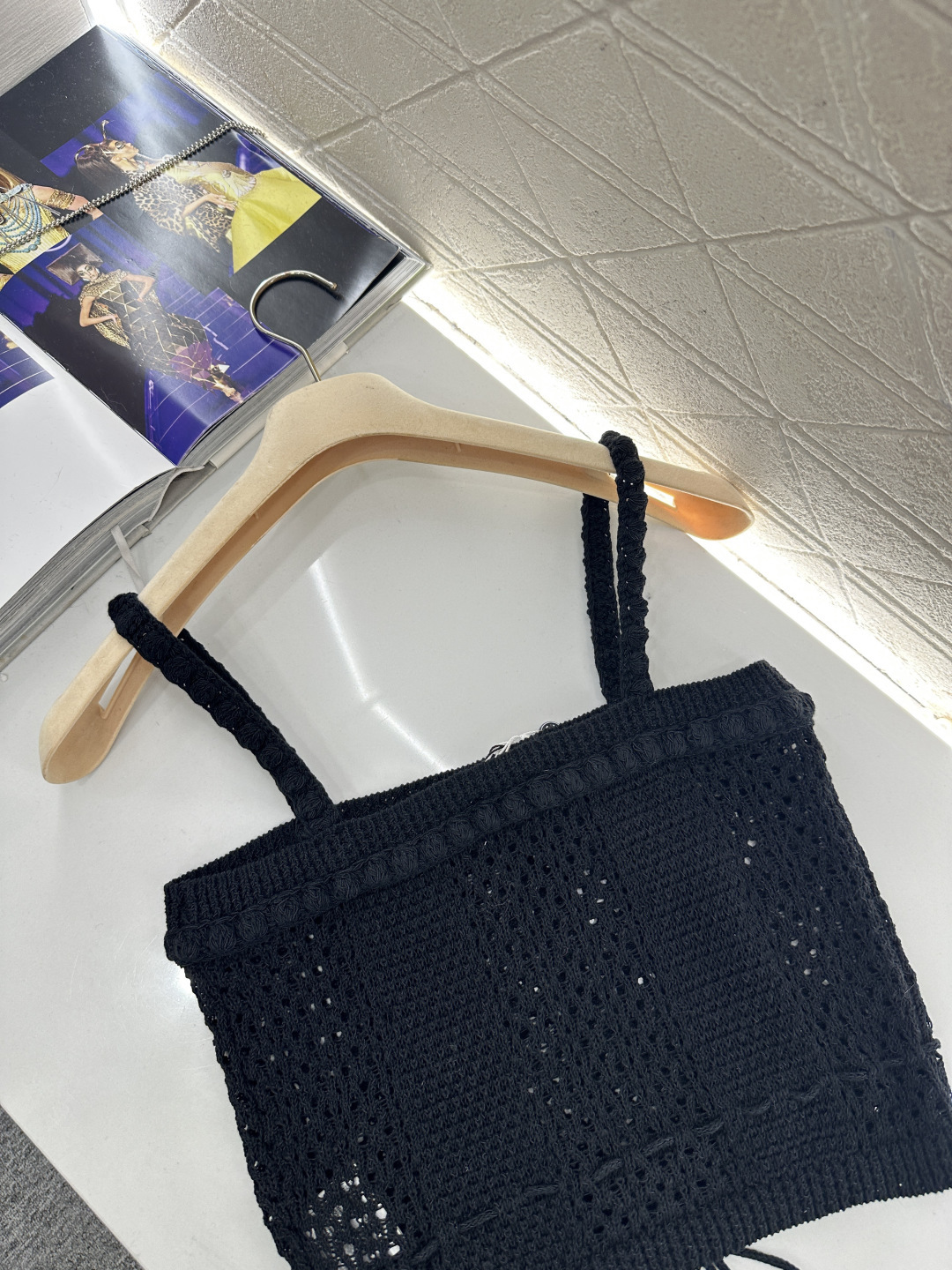 ♥Chane*♥2026新品上架 镂空抽绳针织吊带背心定制YB棉毛纱线织造，质感舒适，柔软弹力，平口领立