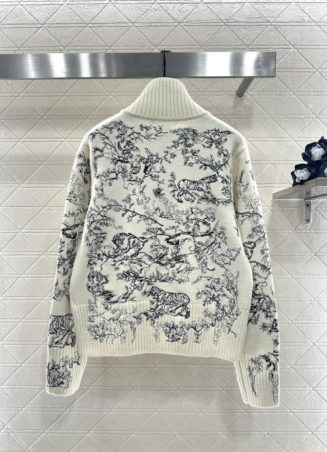 ♥Dio*♥2026新品上架 刺绣提花针织拉链外套定制YB羊毛纱线织造，穿搭舒适，质感十足，立领针织外套