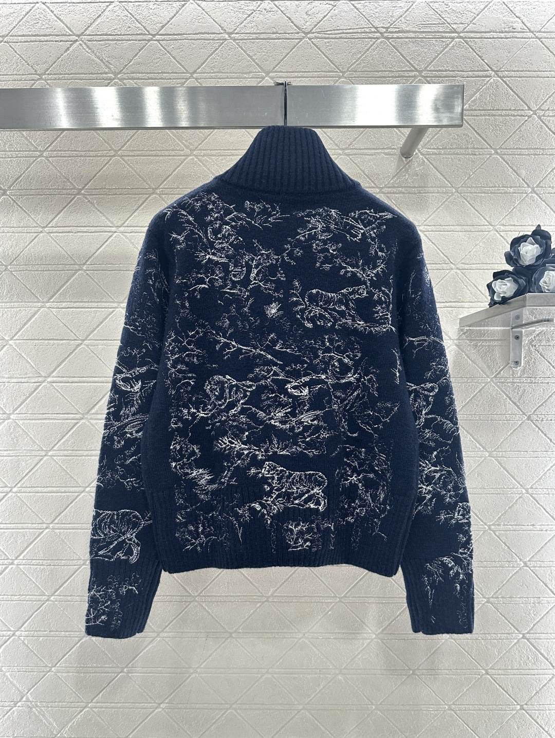 ♥Dio*♥2026新品上架 刺绣提花针织拉链外套定制YB羊毛纱线织造，穿搭舒适，质感十足，立领针织外套