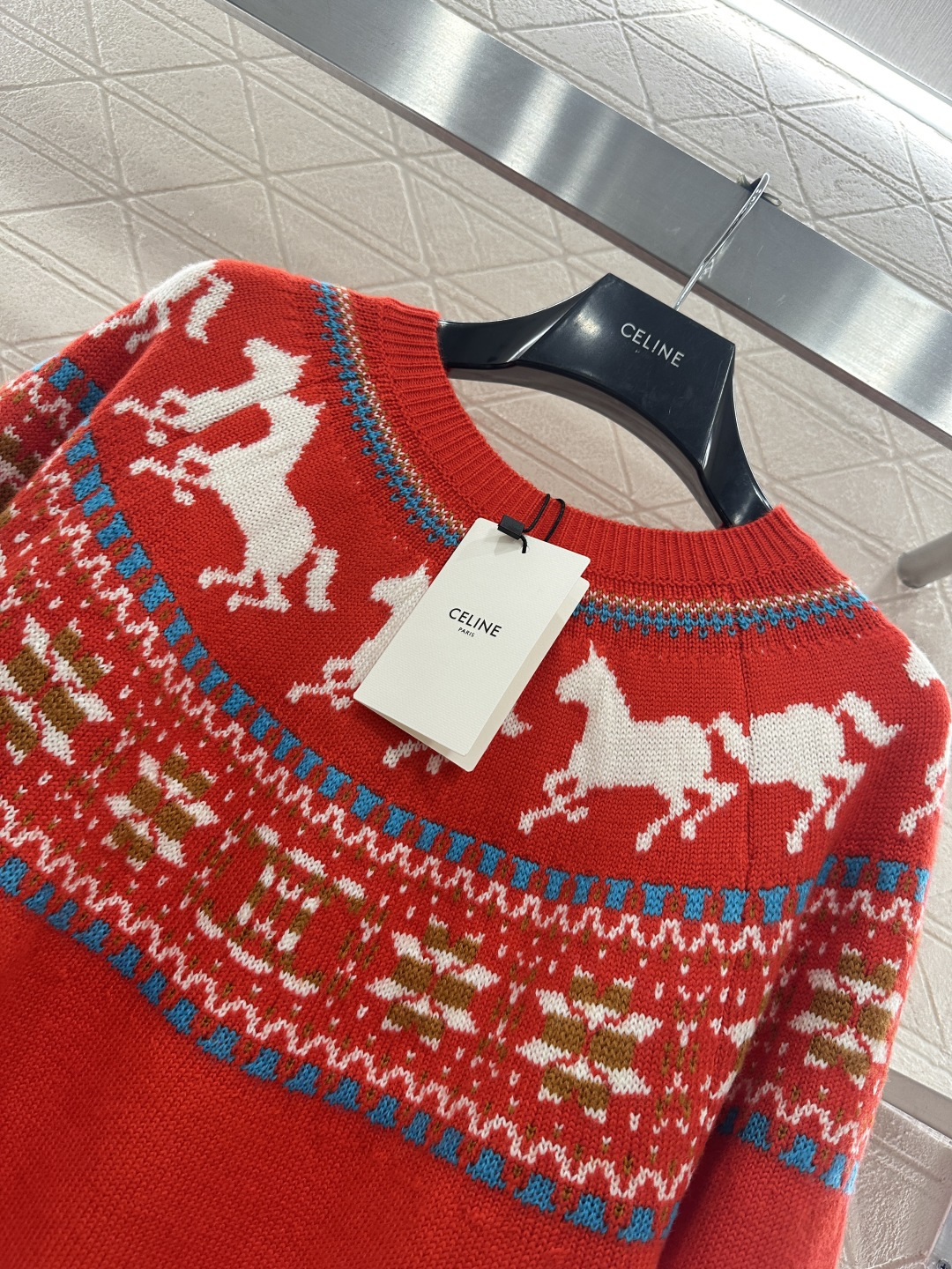 ♥Celin*♥2026新品上架 贺岁马年费尔岛套头毛衣新年贺岁系列#定制YB羊毛纱线织造，穿搭舒适，质