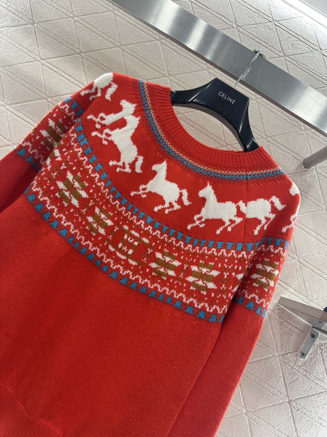 ♥Celin*♥2026新品上架 贺岁马年费尔岛套头毛衣新年贺岁系列#定制YB羊毛纱线织造，穿搭舒适，质