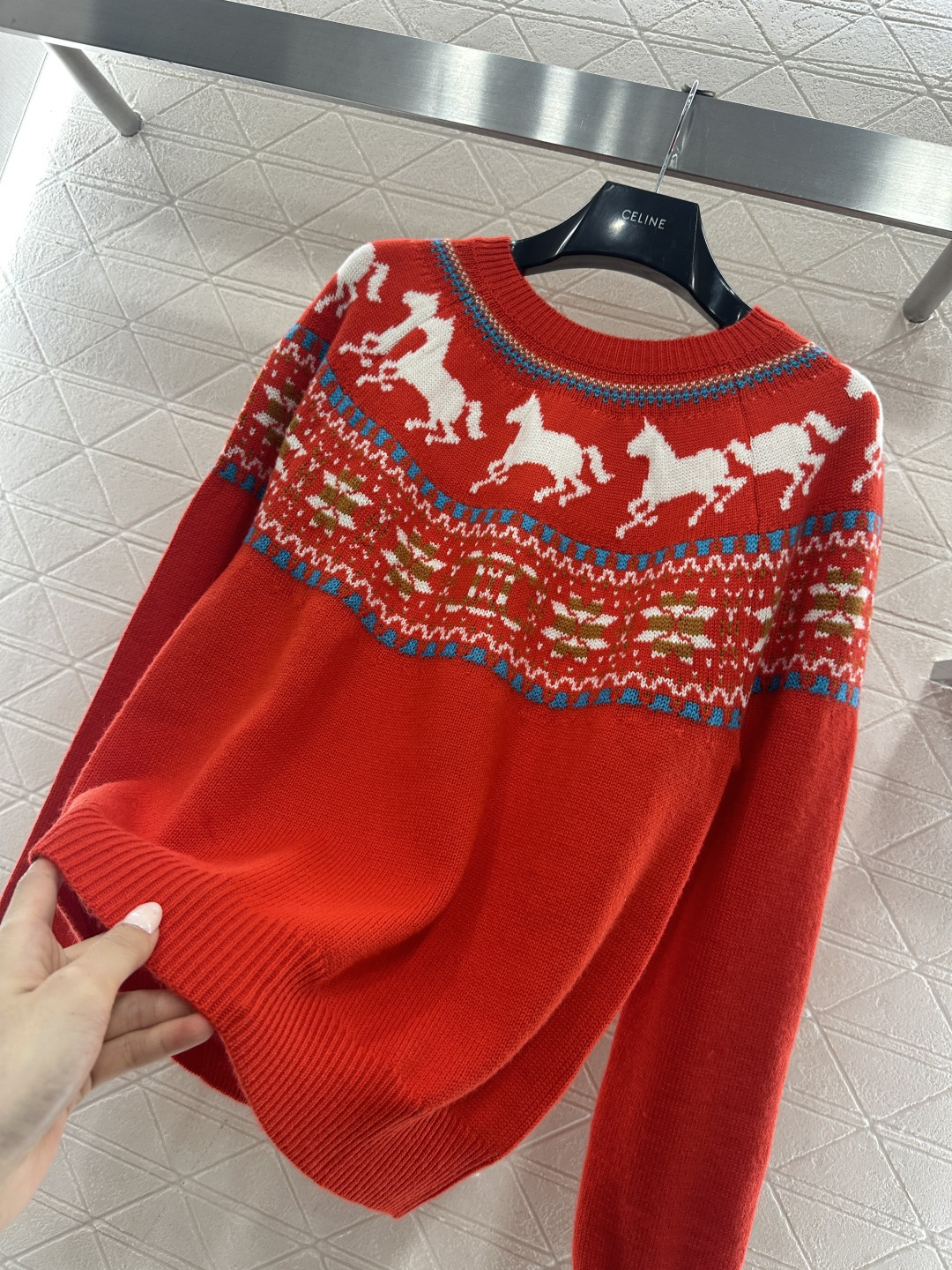 ♥Celin*♥2026新品上架 贺岁马年费尔岛套头毛衣新年贺岁系列#定制YB羊毛纱线织造，穿搭舒适，质