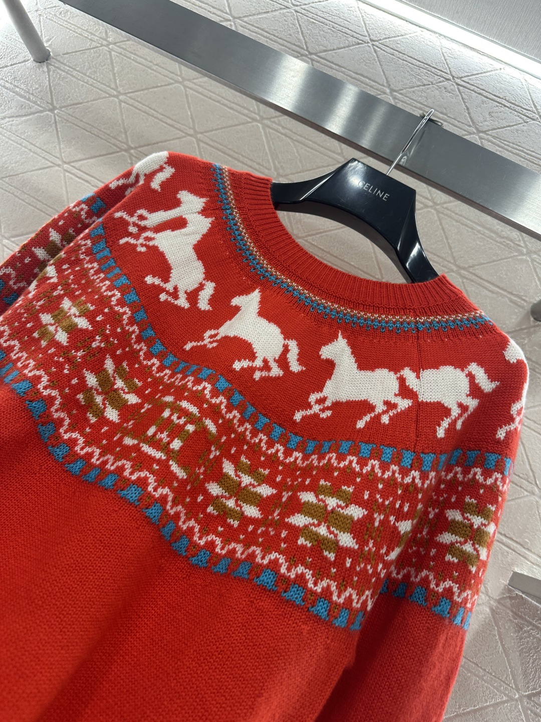 ♥Celin*♥2026新品上架 贺岁马年费尔岛套头毛衣新年贺岁系列#定制YB羊毛纱线织造，穿搭舒适，质