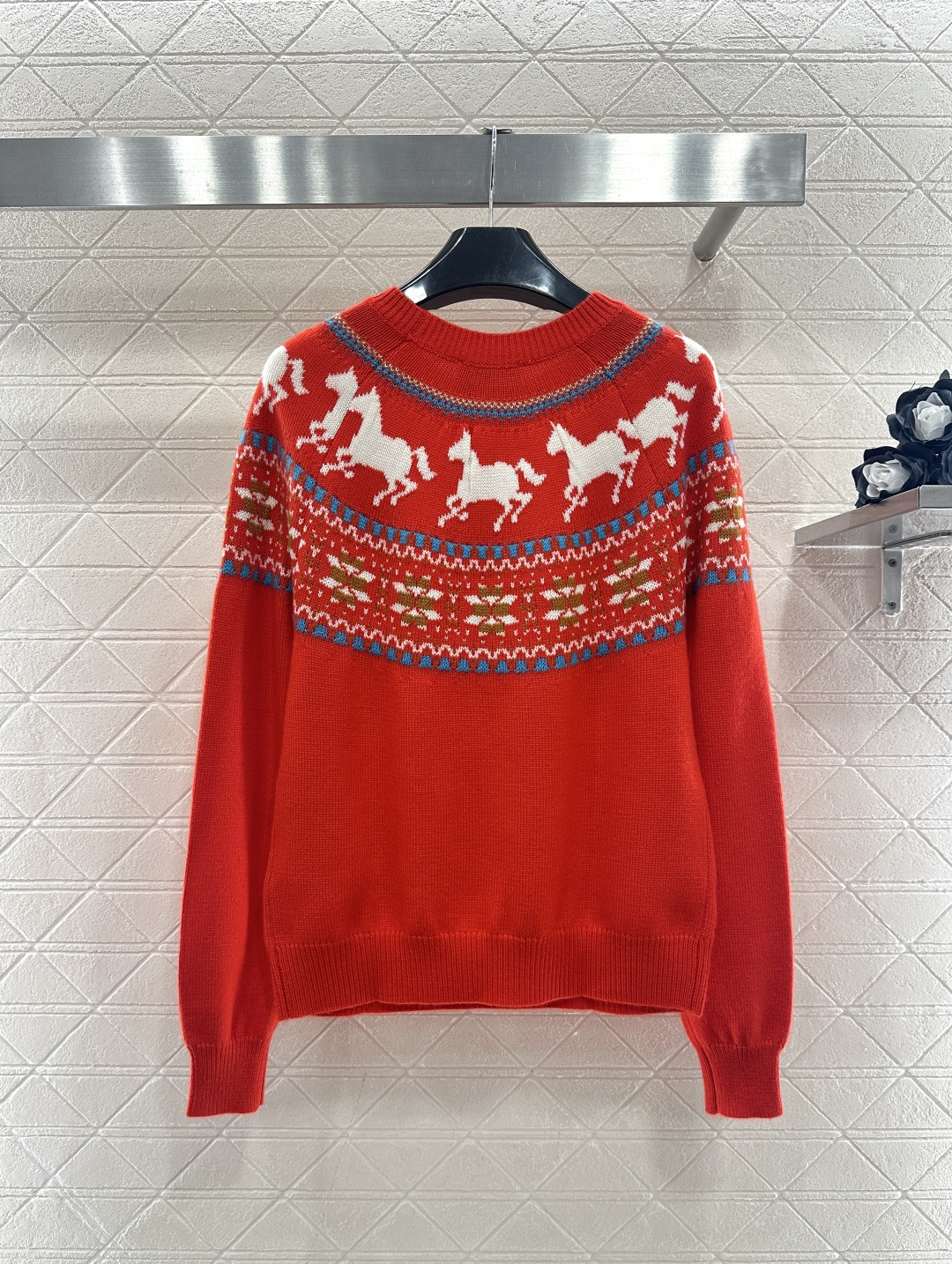 ♥Celin*♥2026新品上架 贺岁马年费尔岛套头毛衣新年贺岁系列#定制YB羊毛纱线织造，穿搭舒适，质