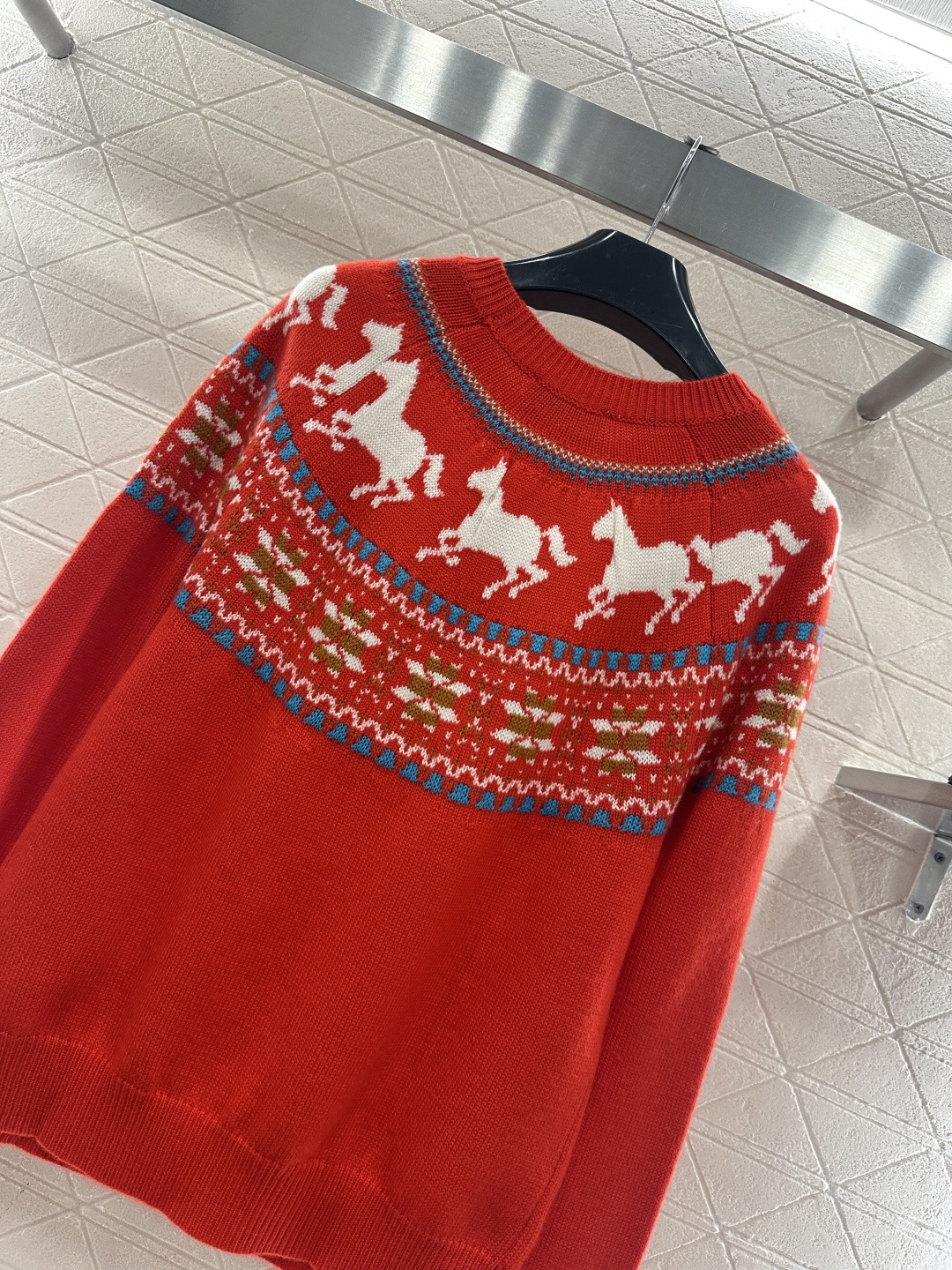 ♥Celin*♥2026新品上架 贺岁马年费尔岛套头毛衣新年贺岁系列#定制YB羊毛纱线织造，穿搭舒适，质