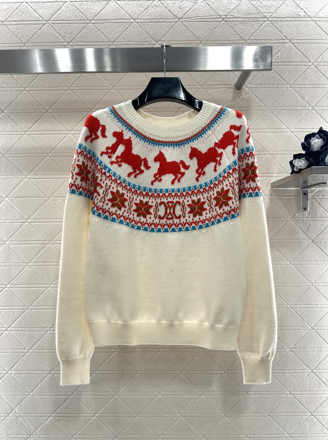 ♥Celin*♥2026新品上架 贺岁马年费尔岛套头毛衣新年贺岁系列#定制YB羊毛纱线织造，穿搭舒适，质