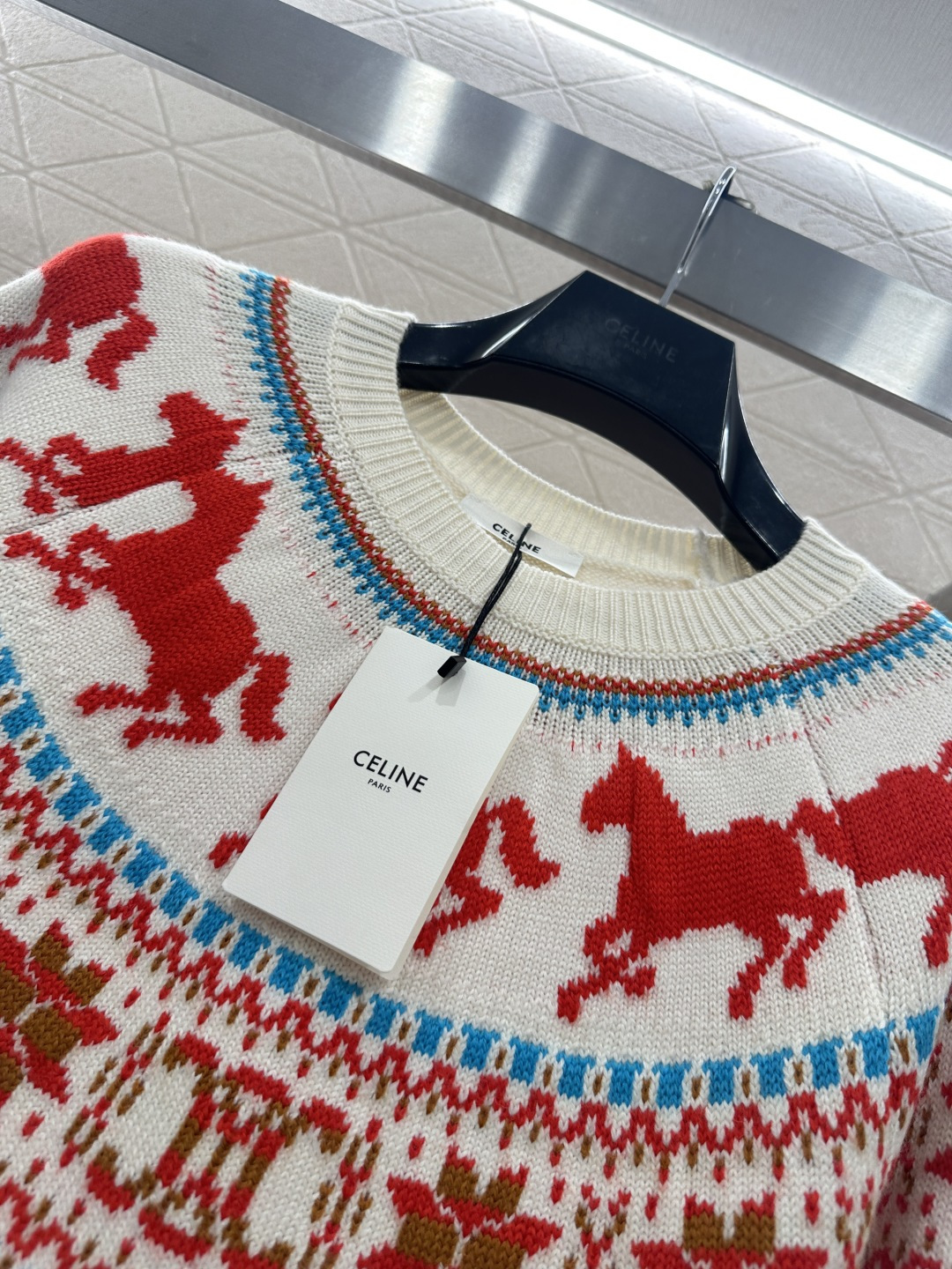 ♥Celin*♥2026新品上架 贺岁马年费尔岛套头毛衣新年贺岁系列#定制YB羊毛纱线织造，穿搭舒适，质