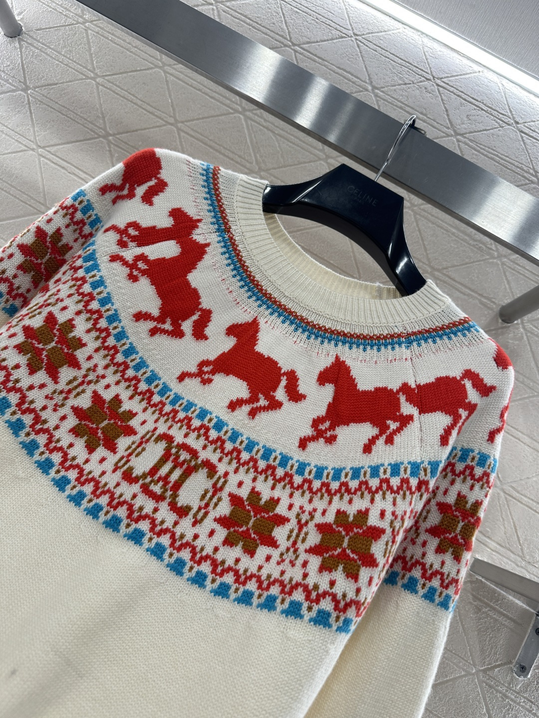 ♥Celin*♥2026新品上架 贺岁马年费尔岛套头毛衣新年贺岁系列#定制YB羊毛纱线织造，穿搭舒适，质