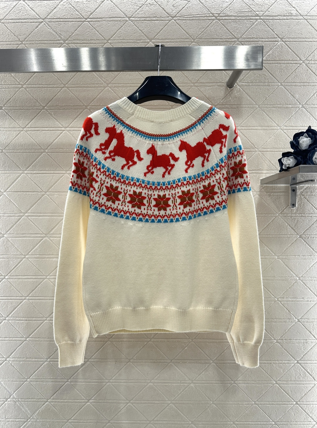 ♥Celin*♥2026新品上架 贺岁马年费尔岛套头毛衣新年贺岁系列#定制YB羊毛纱线织造，穿搭舒适，质